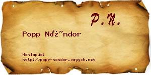 Popp Nándor névjegykártya